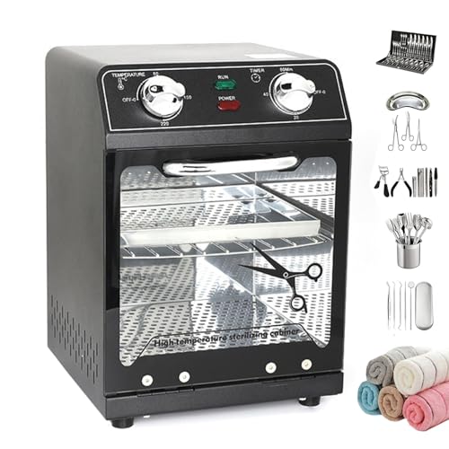 HDaspijh 220°C High Temperature Steriliser, 600W 8L Dry Heat Sterilizer Manicure Salon Tweezers Metal Cleaning Cabinet, with Temperature Control and Timer, for Manicure Hair Dental Clinic,Black von HDaspijh