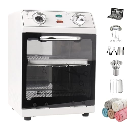 HDaspijh 220°C High Temperature Steriliser, 600W 8L Dry Heat Sterilizer Manicure Salon Tweezers Metal Cleaning Cabinet, with Temperature Control and Timer, for Manicure Hair Dental Clinic,White von HDaspijh
