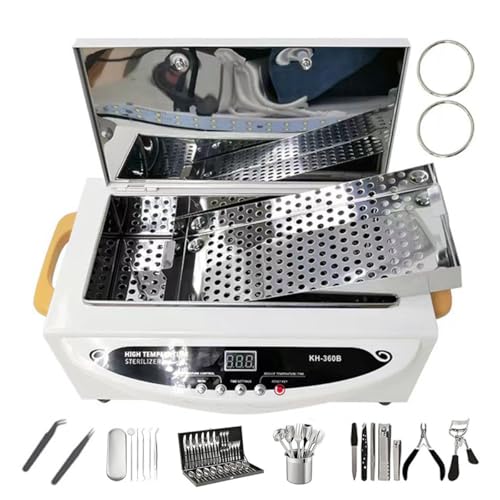 HDaspijh 220℃ High Temperature Sterilizer, 300W 2.2L Portable Dry Heat Sterilizer Nail Tool Sterilizer with Timer(0-120min), for Medical, Dental, Tattoo, Manicure Salon von HDaspijh