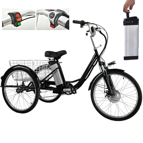HDaspijh 24" Electric Tricycle for Adults, 3 Wheel Electric Trike for Senior, with Shopping Basket, Soft Seat - Adjustable Height (29.5''-33.4''), 48V 12Ah Removable Battery - 30km Range, Load 150Kg von HDaspijh