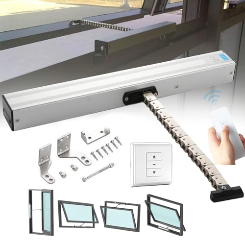 HDaspijh Electric Window Opener Actuator, 24V Stroke 300-1000mm, IP32 Waterproof, Maximum Load 400N, Motorized Chain Window Opener with Remote Control and Switch for ​Skylight, Roof Vent,400mm von HDaspijh