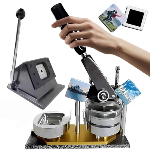 HDaspijh Photo Magnet Machine+Paper Cutter+100pcs Materials, Square Fridge Magnet Badge Maker Machine, 50x50mm DIY Photo Fridge Magnet Maker Machine, for Crafts and DIY Projects von HDaspijh