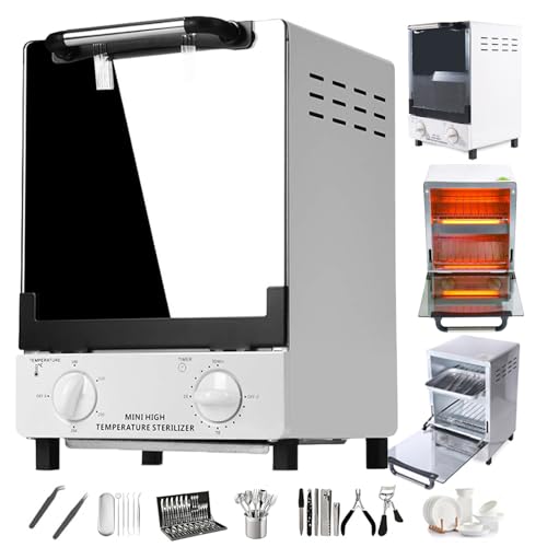 HDaspijh Sterilizer for Nail Tools, 1000W 12L Double-Layer High Temperature Cleaning Dry Box for Medical, Dental, Tattoo, Manicure Salon,100-250℃ Temperature + 30 Minutes Timing, 2 Trays von HDaspijh
