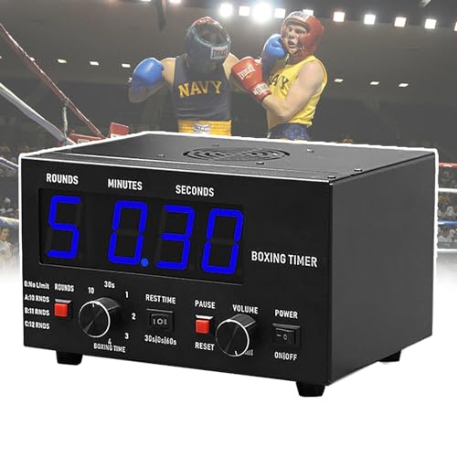 Klassischer Box-Intervall-Timer,Professioneller Fitness-Timer mit LED-Anzeige,Wählbarer Trainingszeit und Zykluswiederholungen,Lautstärke einstellbar,Intervalluhr für Muay Thai/MMA/Kickboxen,Blue von HDaspijh