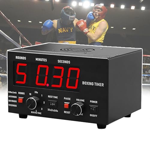 Klassischer Box-Intervall-Timer,Professioneller Fitness-Timer mit LED-Anzeige,Wählbarer Trainingszeit und Zykluswiederholungen,Lautstärke einstellbar,Intervalluhr für Muay Thai/MMA/Kickboxen,Red von HDaspijh