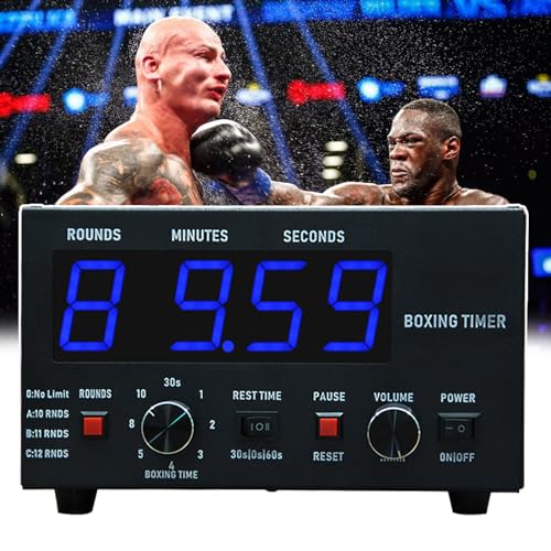 Professioneller Box-Intervall-Timer, Fitnessstudio-Timer mit LED-Anzeige, 30S-10min Training und 0/30/60S Ruhezeit, Lautstärke einstellbar, für Muay Thai/MMA/Kickboxen,Blue von HDaspijh