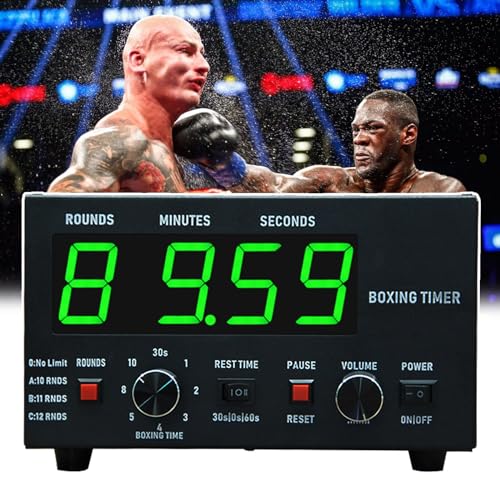 Professioneller Box-Intervall-Timer, Fitnessstudio-Timer mit LED-Anzeige, 30S-10min Training und 0/30/60S Ruhezeit, Lautstärke einstellbar, für Muay Thai/MMA/Kickboxen,Green von HDaspijh