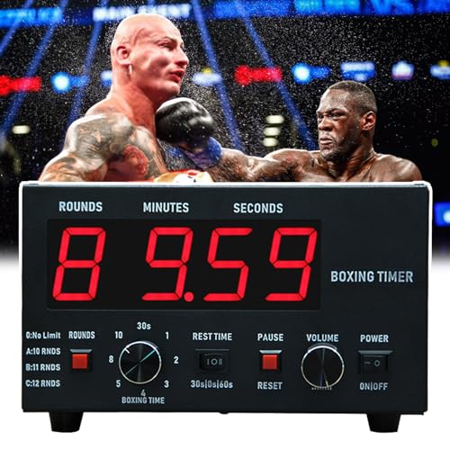 Professioneller Box-Intervall-Timer, Fitnessstudio-Timer mit LED-Anzeige, 30S-10min Training und 0/30/60S Ruhezeit, Lautstärke einstellbar, für Muay Thai/MMA/Kickboxen,Red von HDaspijh