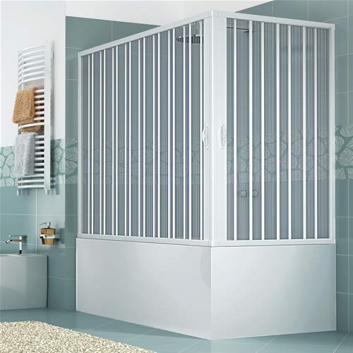 Badewannenbox 70 x 160 cm Modell Anja Doppeltür mit eckiger Öffnung halbtransparente Paneele Profile in Weiß Badewannenbox 70 x 160 cm Modell Anja Doppeltür mit eckiger Öffnung halbtransparente Paneele Profile in Weiß von HDcasa