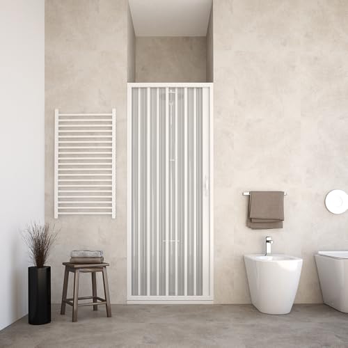 Duschkabine 120 cm Modell Giada ausziehbar aus PVC Einzeltür mit halbtransparenten Paneelen seitliche Öffnung mit Faltenbalg Farbe Weiß Duschkabine 120 cm Modell Giada ausziehbar aus PVC Einzeltür mit halbtransparenten Paneelen seitliche Öffnung mit Faltenbalg Farbe Weiß von HDcasa