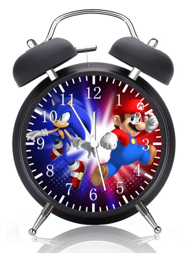 Twin Bell Super Sonic und Mario Wecker mit Nachtlicht, leise, nicht tickend, 10,2 cm, Metak- und Glas-Zifferblatt, ideal als Dekoration oder Geschenk, G187 Twin Bell Super Sonic und Mario Wecker mit Nachtlicht, leise, nicht tickend, 10,2 cm, Metak- und Glas-Zifferblatt, ideal als Dekoration oder Geschenk, G187 von HDecor