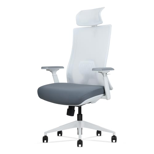 HDeye SK9 Ergonomischer Bürostuhl | Drehstuhl | Voll In-Line Fahrgestell | 3D verstellbare Armlehnen | verschiebbarer Sitz | flexibel einstellbar | weiß von HDeye