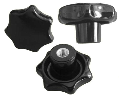 HDmirrorR 5 Stück - Sterngriffmutter Mutter M10 Ø 50 mm DIN6336 K - schwarz, Stahlgewinde von BYUP
