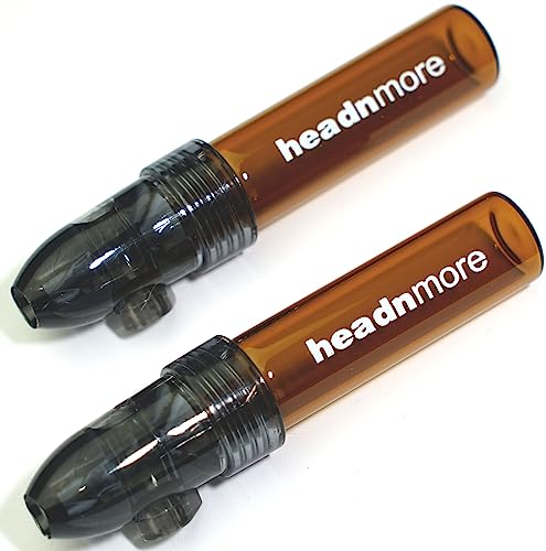 HEADNMORE® 2 x Dosierer Ø 1,4cm, Höhe ca. 8,4cm Schwarz mit braunem Glas Sniffer Sniff Snuff Bottle Dispenser von HEADNMORE