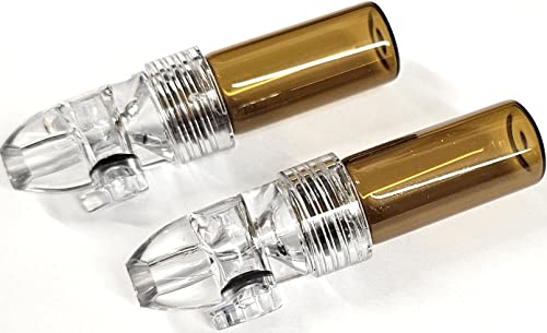 HEADNMORE® 2 x Dosierer Ø 1,4cm, Höhe ca. 6,7cm Transparent mit braunem Glas Sniffer Sniff Snuff Bottle Dispenser von HEADNMORE