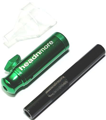 HEADNMORE® Dosierer (grün) mit Röhrchen (schwarz) und Trichter Snuff Bottle Spender Portionierer Doser Sniffer HM5GBT 3 Teile von HEADNMORE