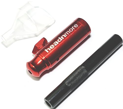 HEADNMORE® Dosierer (rot) mit Röhrchen (schwarz) und Trichter Snuff Bottle Spender Portionierer Doser Sniffer HM5RBT von HEADNMORE