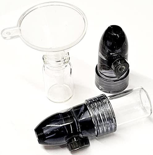HEADNMORE® Dosierer Snuff Bullet Sniff Bottle - 2 Stück + Trichter - Portionierer Sniffer Doser Schnupfdosierer HM4 (Schwarz) von HEADNMORE