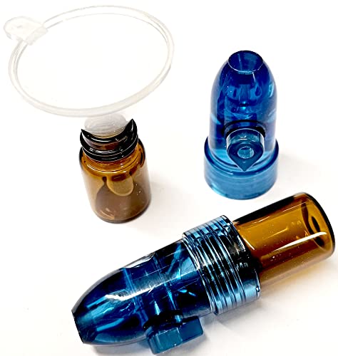 HEADNMORE® Dosierer Snuff Bullet Sniff Bottle - 2 Stück + Trichter - Portionierer Sniffer Doser Schnupfdosierer HM5 (Blau) von HEADNMORE