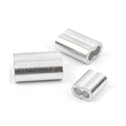 Aluminium-Crimp-Hülsen mit zwei Löchern, Aluminium 8 Form Doppel Loch Draht Aderendhülsen Silber Pack von Mehreren Größen(M3) von HEAGER