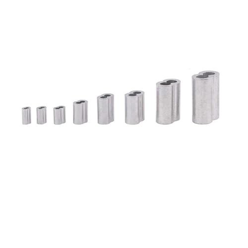 Aluminium-Crimp-Hülsen mit zwei Löchern, Aluminium Crimpschlaufenhülsen Doppelzylinder Silber M1.2-M6 Packung(M4) von HEAGER