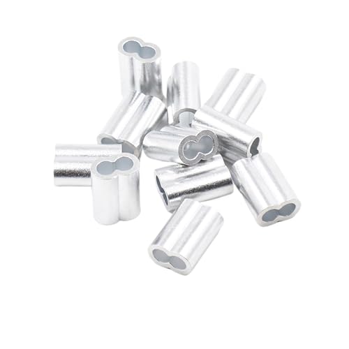 Aluminium-Crimp-Hülsen mit zwei Löchern, Aluminium Stahl Draht Kabel Seil Befestigung Hülsen Doppel Loch 8 Form Silber Mehrere Größen(M6) von HEAGER