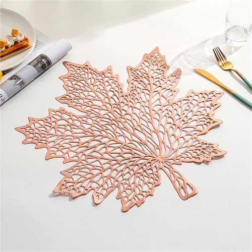 HEAGER Waschbare Metall-PVC-Tischkissen, 6 Stück PVC Hohl Tischsets for Esstisch Mehrfarbig 38x38 cm(Rose Gold) von HEAGER