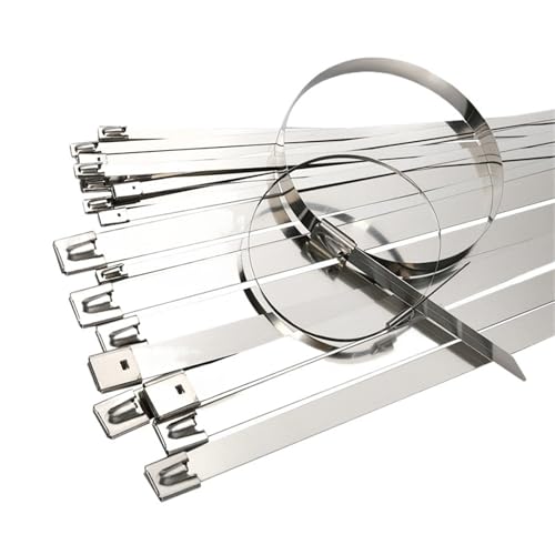 Metallbänder, 304 Edelstahl Kabelbinder Silber 10x(100-250) mm Packung Mit 10-50 Pcs Auspuff Wrap(20pcs,10x250mm) von HEAGER