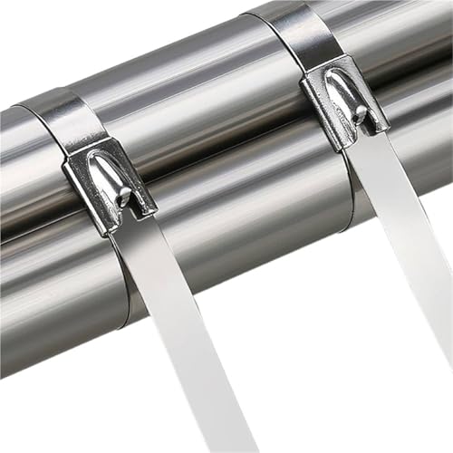 Metallbänder, Edelstahl-Kabelbinder, wiederverwendbar, selbstdichtend, silberfarben, 7,9 x (100–350) mm, Packung mit 10–50 Stück, Verriegelung(7.9x200mm,30pcs) von HEAGER