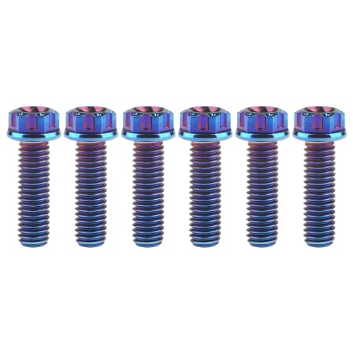 Titan-Schrauben, 6 Stück M6x(15-30) mm Titan Torx Flanschschrauben Mehrfarbig(Burnt Blue,30MM-M6) von HEAGER