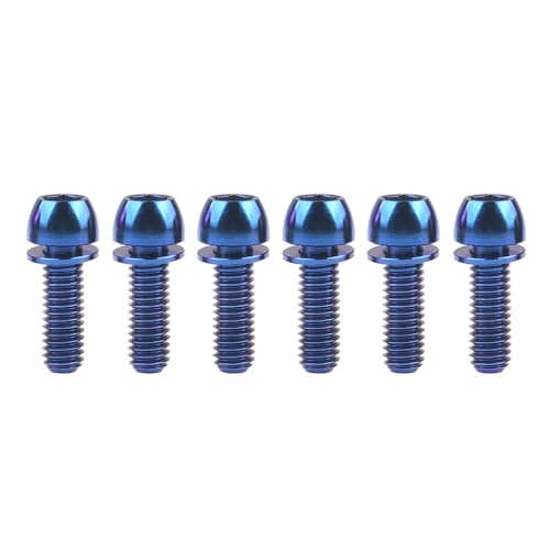 Titan-Schrauben, Packung mit 6 Titanschrauben mit Unterlegscheiben for Fahrradbremse, mehrfarbig, M6 x 18 mm/20 mm(Blauw,20MM-M6) von HEAGER