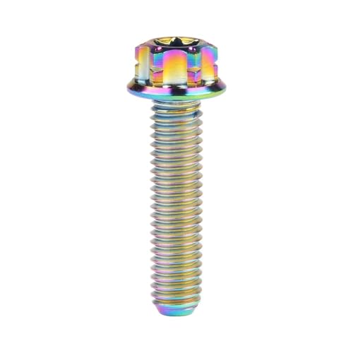 Titan-Schrauben, Titan M6 Torx T30 Flanschschrauben for Motorrad, mehrfarbig, 10–55 mm(Rainbow,25MM-M6) von HEAGER