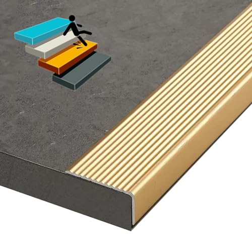 Treppenkantenkanten dekorieren, 2 mm Aluminiumlegierung, L-förmige Treppenkante, 90 cm, mehrfarbig, mehrere Größen(Gold,W 40mm) von HEAGER