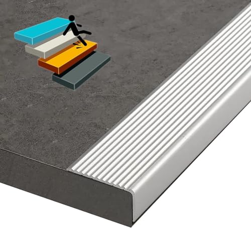 Treppenkantenkanten dekorieren, 2 mm Aluminiumlegierung, L-förmige Treppenkante, 90 cm, mehrfarbig, mehrere Größen(Silver,W 50mm) von HEAGER