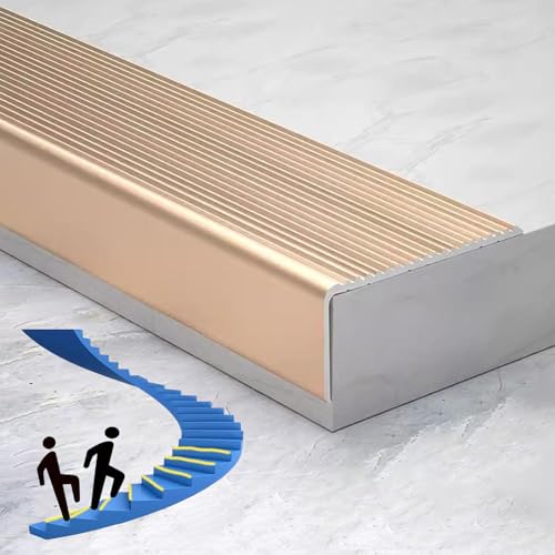 Treppenkantenkanten dekorieren, Aluminium-Stufen-Treppenkantenprofil, 90 cm, mehrfarbig, mehrere Größen(Gold,W4 x H2cm) von HEAGER