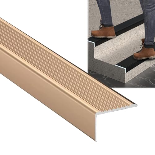 Treppenkantenkanten dekorieren, Aluminiumlegierung L-förmige Treppenkantenkante 2mm Stärke 35 Zoll Multicolor Mehrfachgrößen(Gold,W50 x H30mm) von HEAGER