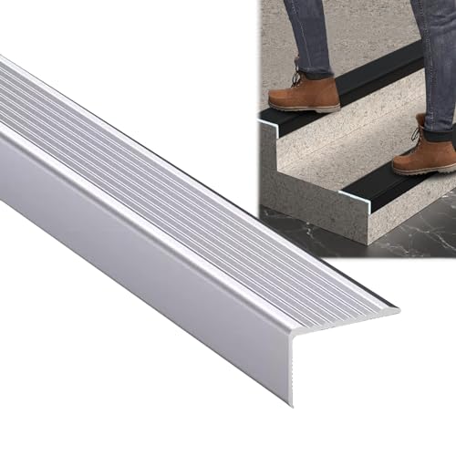 Treppenkantenkanten dekorieren, Aluminiumlegierung L-förmige Treppenkantenkante 2mm Stärke 35 Zoll Multicolor Mehrfachgrößen(Silver,W70 x H30mm) von HEAGER