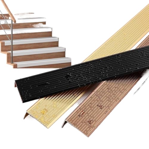 Treppenkantenkanten dekorieren, Aluminiumtreppen-Rand-Schutz-Kantenkanten-Eckordnung 90cm Multicolor Mehrfache Größen(Gold,W 70mm) von HEAGER