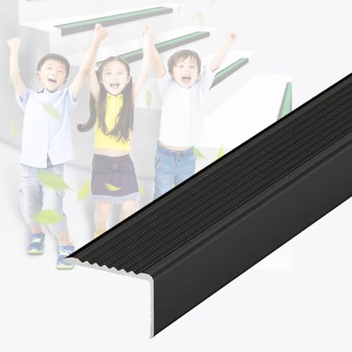 Treppenkantenkanten dekorieren, Aluminiumtreppenkanten-Schritt-Rand-Ordnung L, die Eckenschützer in den Mehrfarbenmehrfachgrößen formt(Svart,W 100mm) von HEAGER