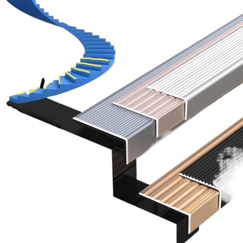 Treppenkantenkanten dekorieren, Treppenkantenschutz, Stufenleiste, Aluminiumlegierung, mehrfarbig, 30–100 mm, for drinnen und draußen(Gold,W 70mm) von HEAGER