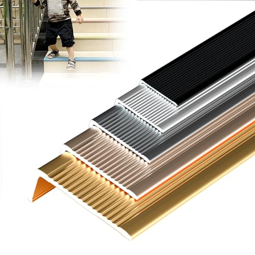 Treppenkantenkanten dekorieren, Treppenkantenschutz aus Aluminiumlegierung, 2 mm, 90 cm, L-förmig, mehrfarbig, mehrere Größen(Gold,W50 x H30mm) von HEAGER