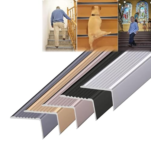 Treppenkantenkanten dekorieren, Treppenkantenschutz aus Aluminiumlegierung, Übergangsleiste, 30–100 x 20–30 mm, mehrfarbig, 90 cm(Silver,W40 x H20mm) von HEAGER