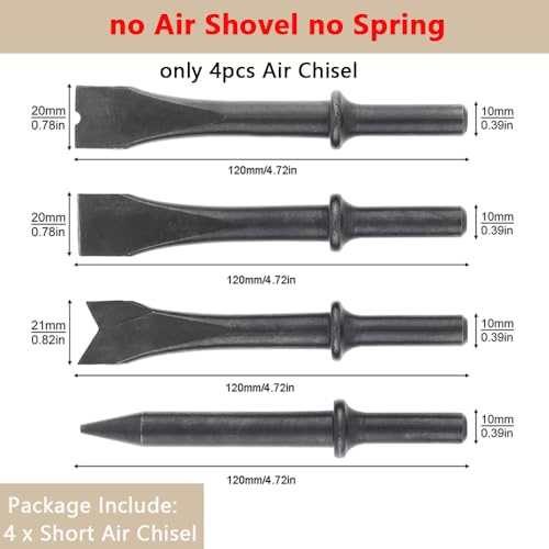 3/8'' 120mm Air Hammer Professionelle Handheld Pistole Gas Schaufeln Kleine Rost Entferner Schneiden Pneumatische Werkzeug Luft Meißel,Kraftpaket-Leistung(Only 4pcs Air Chisel) von HEALBYBLE