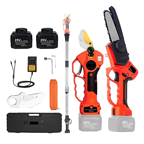 40 mm 25 V Batterie Akku-Elektro-Gartenschere mit Reach Extender 5-Zoll-Elektro-Kettensäge Gartengeräte,Effizientes Schneiden(Saw Pole) von HEALBYBLE
