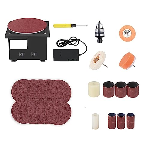 Mini Elektrische Band Sander DIY High-Speed ​​Sand Disc Maschine Multifunktions Desktop Schleifen Maschine Polieren Holzbearbeitung Werkzeug,Geräuscharm(Set meal 4) von HEALBYBLE