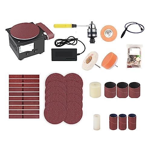 Mini Elektrische Band Sander DIY High-Speed ​​Sand Disc Maschine Multifunktions Desktop Schleifen Maschine Polieren Holzbearbeitung Werkzeug,Geräuscharm(Set meal 8) von HEALBYBLE