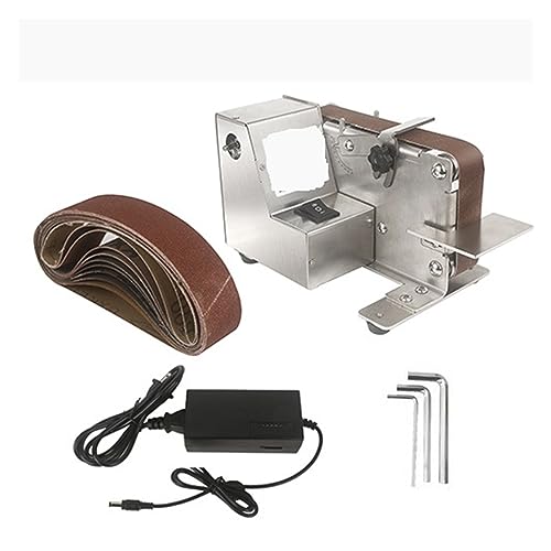 Mini elektrische Bandschleifer Bandschleifer Maschine Variable Geschwindigkeit DIY Polieren Schleifmaschine Metallschleifer Werkzeug Schärfmaschine,Geräuscharm(Set 2) von HEALBYBLE
