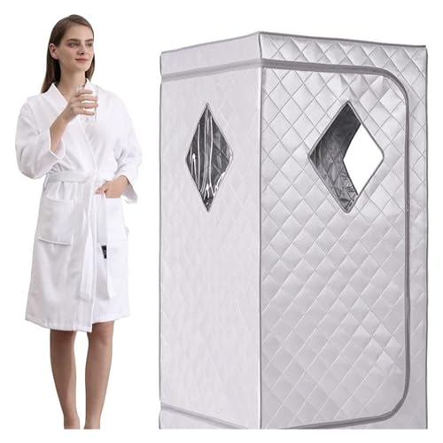 Tragbare Infrarotsauna, persönliche Sauna for zu Hause mit tragbarem Stuhl, Spa-Zelt for Entgiftungstherapie, Beseitigung von Müdigkeit, Schönheitspfle,Saunasitzungen zu Hause(Silver) von HEALBYBLE