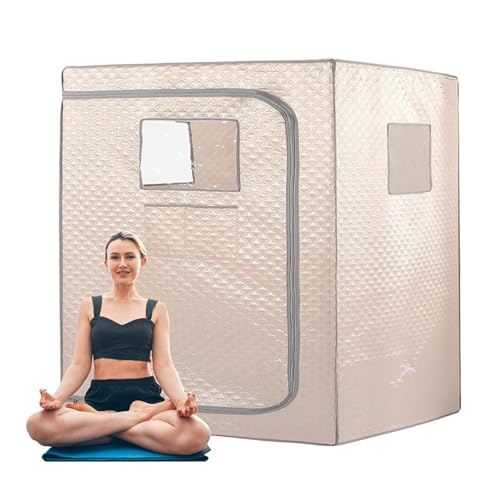 Tragbares Dampf-Sauna-Zelt, 2-Personen-Sauna-Zelt in voller Größe, Doppel-Sauna-Zelt, Körper-Heim-Spa zur Entspannung, Entgiftung, kein Dampfgarer,Saunasitzungen zu Hause(Champagne Gray) von HEALBYBLE