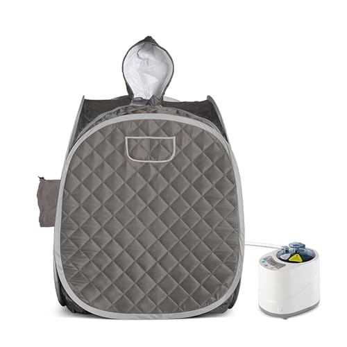 Tragbares Sauna-Set for eine Person, Ganzkörper-Spa-Hutzelt for zu Hause, inklusive 2-Liter-Dampfgarer mit Fernbedienung,Saunasitzungen zu Hause(Grey) von HEALBYBLE